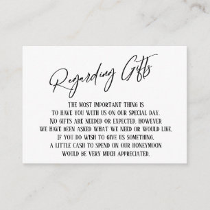 Cartão De Informações Sobre Presentes Escrita Manual Moderna Casamento S