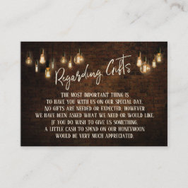 Cartão De Informações Sobre Presentes Escuros E Luzes De Edison Quentes