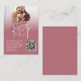 Cartão De Informações Sobreposição de Foto QR Rosa Dourado Script Casame