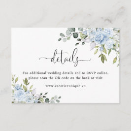 Cartão De Informações Soft Blue Botanical Website QR Code Details