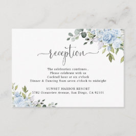 Cartão De Informações Soft Blue Botanical Wedding Reception