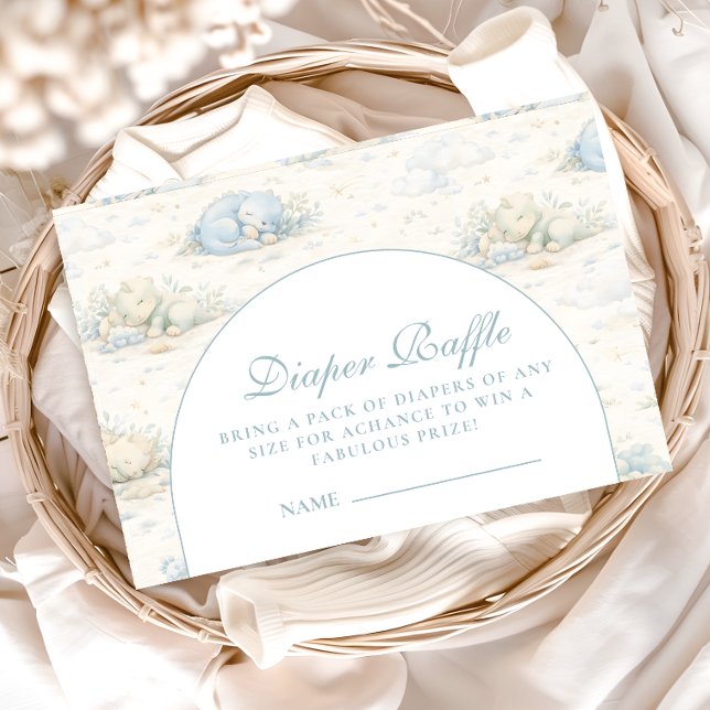 Cartão De Informações Soft Blue Dino Diapper Raffle (Criador carregado)