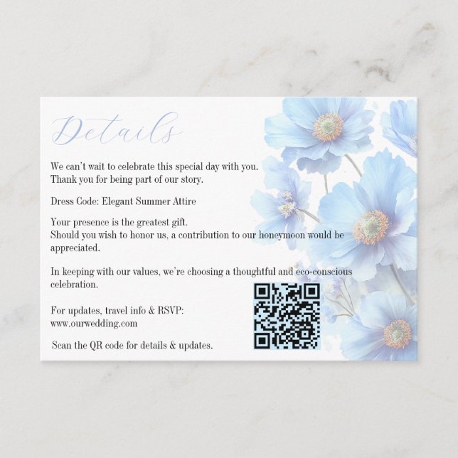 Cartão De Informações Soft Blue Himalayan Poppy Flower Garden Wedding  (Frente)
