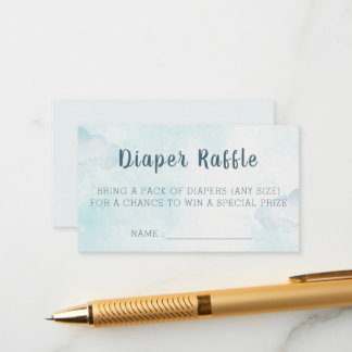Cartão De Informações Soft Blue Sky Clouds Baby Shower Diaper Raffle
