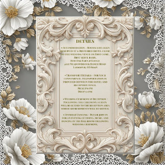 Cartão De Informações Soft Ivory Baroque Grandeur Acanthus Swirl Minimal