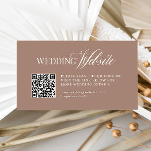 Cartão De Informações Soft Mocha Taupe   Código QR do Site de Casamento 
