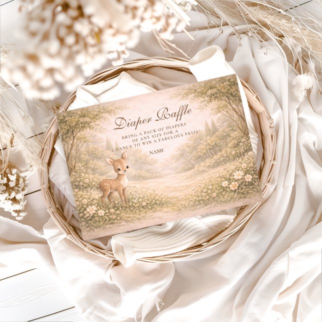 Cartão De Informações Soft Neutral Forest Critters Diapper Raffle  (Criador carregado)
