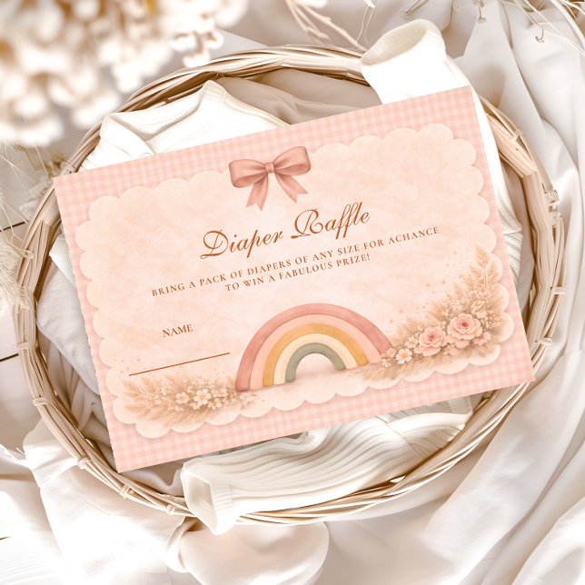 Cartão De Informações Soft Pastel Boho Rainbow Diapper Raffle (Criador carregado)