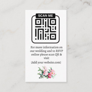 Cartão De Informações Soft Pink Peony & Eucalyptus Floral Casamento QR