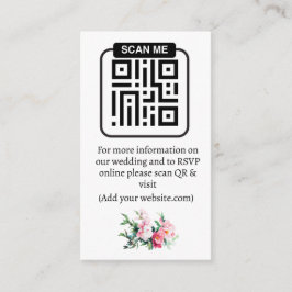Cartão De Informações Soft Pink Peony & Eucalyptus Floral Wedding QR