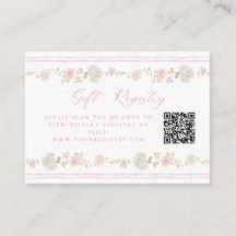 Soft Pink Vintage Floral Gift Registry QR Code