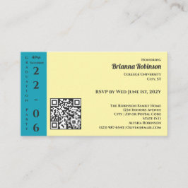 Cartão De Informações Soft Yellow Photo Modern Graduation Party