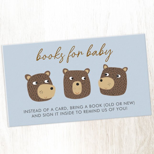 Cartão De Informações Solicitação de Chá de fraldas de Cubo de Pequeno U (Little bear cub Books for Baby baby shower book request enclosure card)