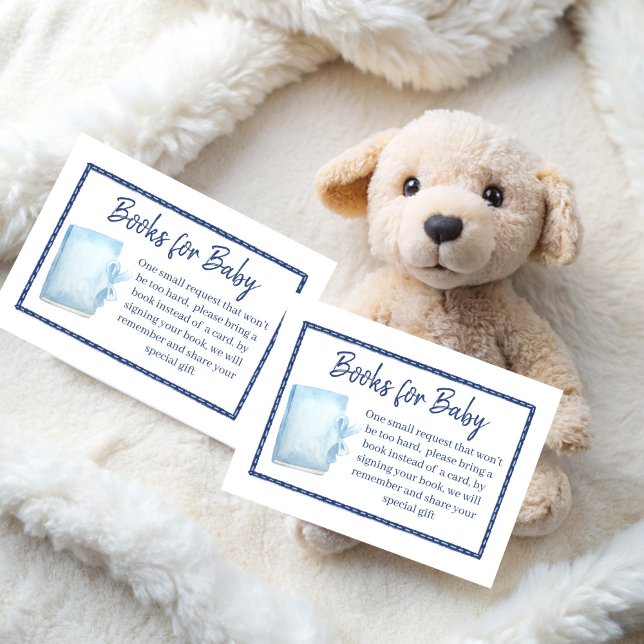 Cartão De Informações Solicitação de chá de fraldas de garotas jeans azu (Blue jean girls baby shower book request enclosure cards books for baby cards)