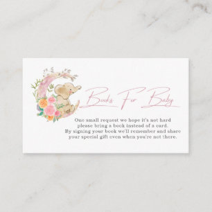 Cartão De Informações Solicitação de Chá de fraldas de Lua Floral de Ele