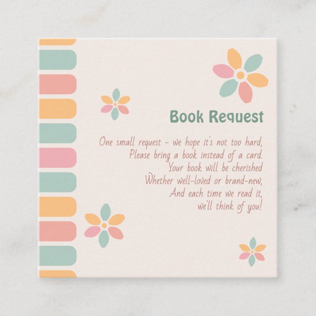 Cartão De Informações Solicitação de Chá de fraldas de Pastel Flores Col (Frente)