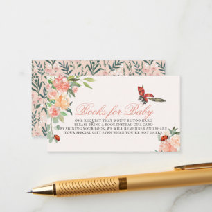 Cartão De Informações Solicitação de Chá de fraldas de Rosas Lady Ladybu