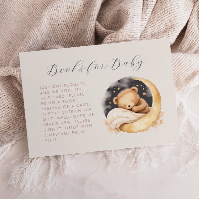 Cartão De Informações Solicitação de Chá de fraldas de Urso e Lua (Criador carregado)