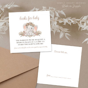 Cartão De Informações Solicitação de Chá de fraldas do Boho Elephant