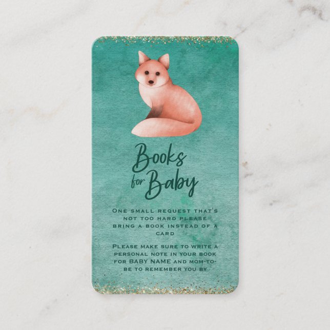 Cartão De Informações Solicitação de Chá de fraldas do Poinsettia Fox (Frente)