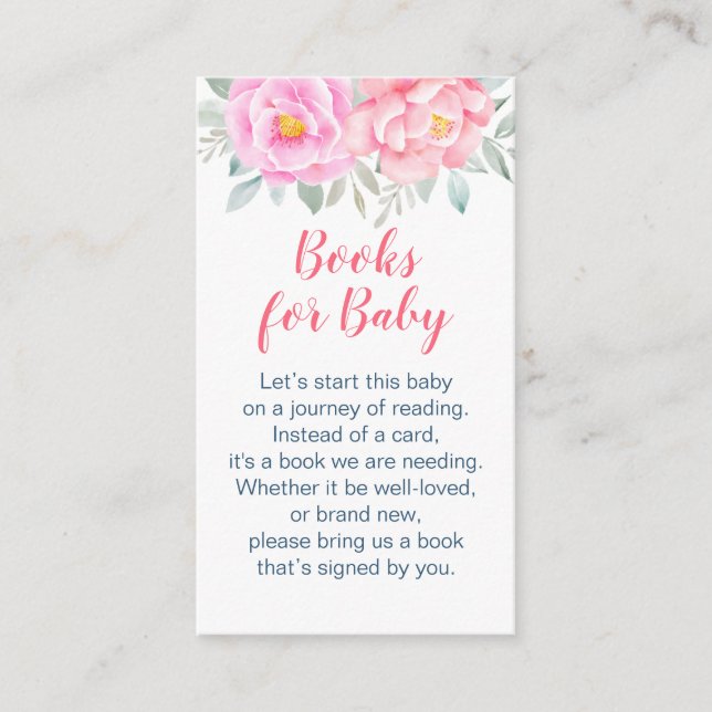 Cartão De Informações Solicitação de Chá de fraldas Rosa das Flores de Á (Frente)