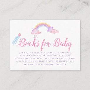 Cartão De Informações Solicitação de Chá do Rainbow Unicorn Baby Girl