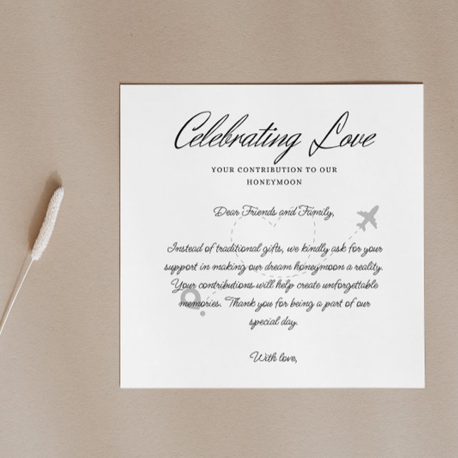 Cartão De Informações Solicitação de Código Qr do Fundo de Viagem Fundo  (Travel Fund Request Qr Code Honeymoon Fund Enclosure Card)