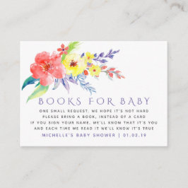 Cartão De Informações Solicitação de Livro Bebê Floral Colorida Watercol