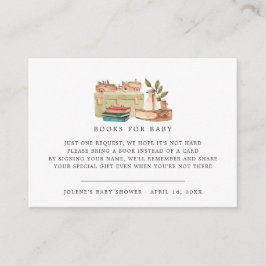 Cartão De Informações Solicitação de Livro | Boho Nursery Chá de fraldas