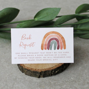 Cartão De Informações Solicitação de Livro Chá de fraldas Arco-Íris 