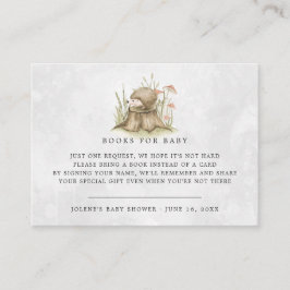 Cartão De Informações Solicitação de Livro | Chá de fraldas de madeira