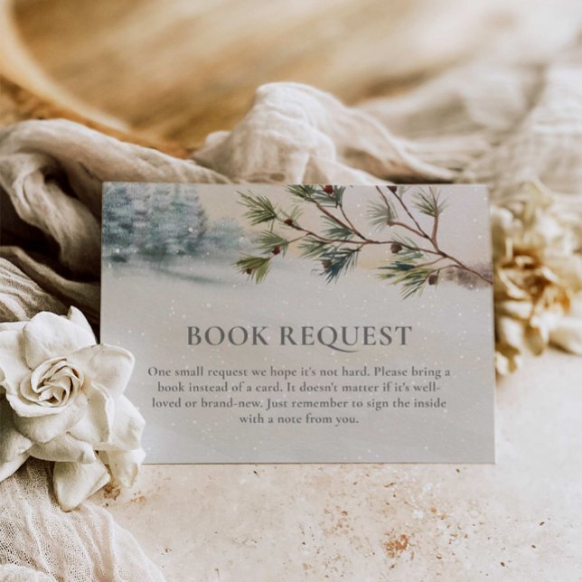 Cartão De Informações Solicitação de Livro Chá de fraldas Woodland (Winter Forest Book Request Card)