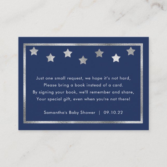 Cartão De Informações Solicitação de livro de Chá de fraldas, traga um l (Frente)