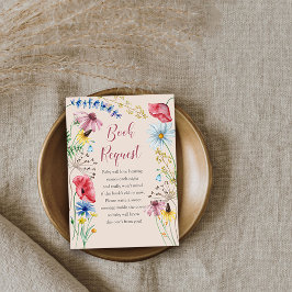 Cartão De Informações Solicitação de Livro de Chás de fraldas de Flor Se