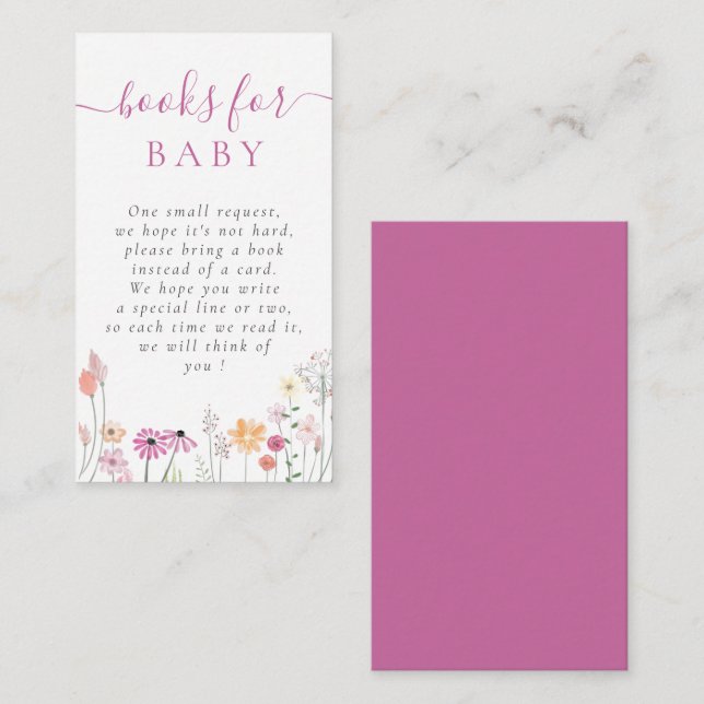 Cartão De Informações Solicitação de Livro de Chás de fraldas de Flores  (Frente/Verso)