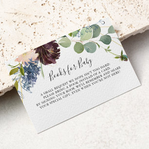 Cartão De Informações Solicitação de Livro de Chás de fraldas Floral da 