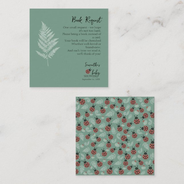 Cartão De Informações Solicitação de Livro de Chás de fraldas Verde para (Frente/Verso)