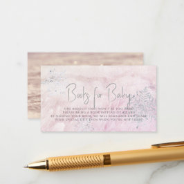 Cartão De Informações Solicitação de Livro Rosa Floco de Neve de Inverno