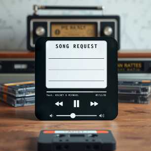 Cartão De Informações Solicitação de Música de Casamento Preto do Player