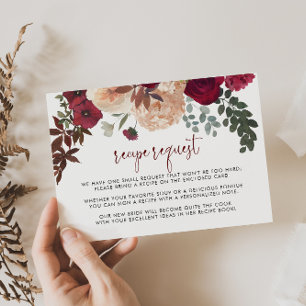 Cartão De Informações Solicitação de Receita de Casamento Floral de Blus