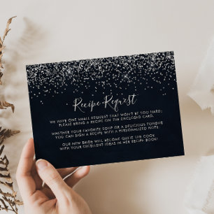 Cartão De Informações Solicitação de Receita de Casamento Silver Confett