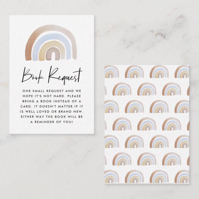 Cartão De Informações Solicitação do Livro Chá de fraldas Rainbow Waterc (Frente/Verso)