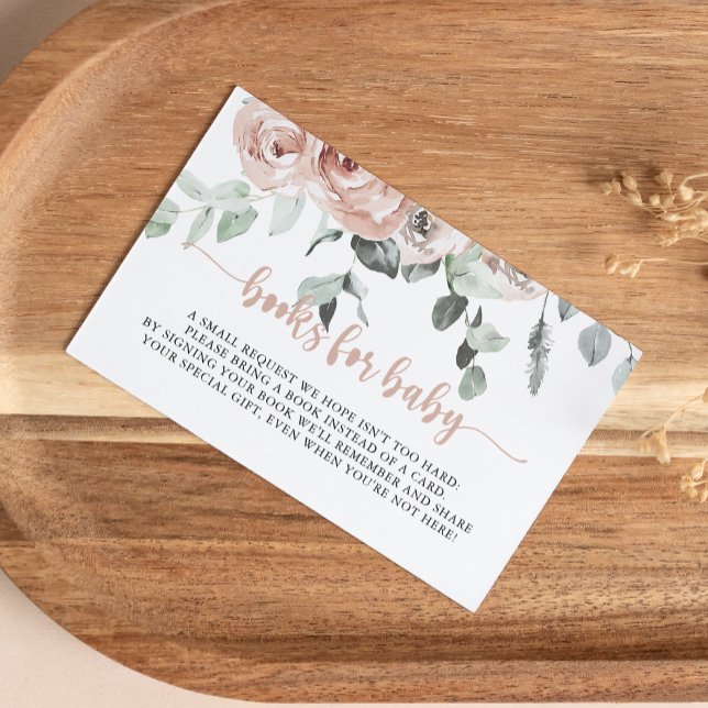 Cartão De Informações Solicitação do Livro de Chás de fraldas Rosa Rosa  (Criador carregado)