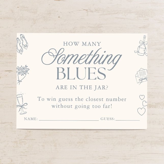 Cartão De Informações Something Blue Bridal Shower Guessing Game (Criador carregado)