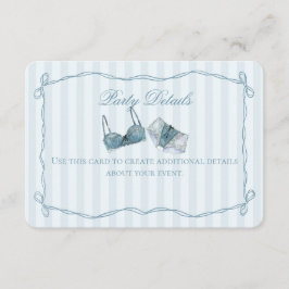 Cartão De Informações Something Blue Lingerie Shower Details Insert