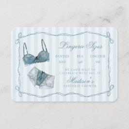 Cartão De Informações Something Blue Lingerie Sizes Shower Invitation