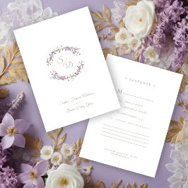 Cartão De Informações Sophisticated Elegant Lilac Floral Wedding Garland