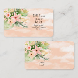 Cartão De Informações Sorteio de Flores Aquarela Coral