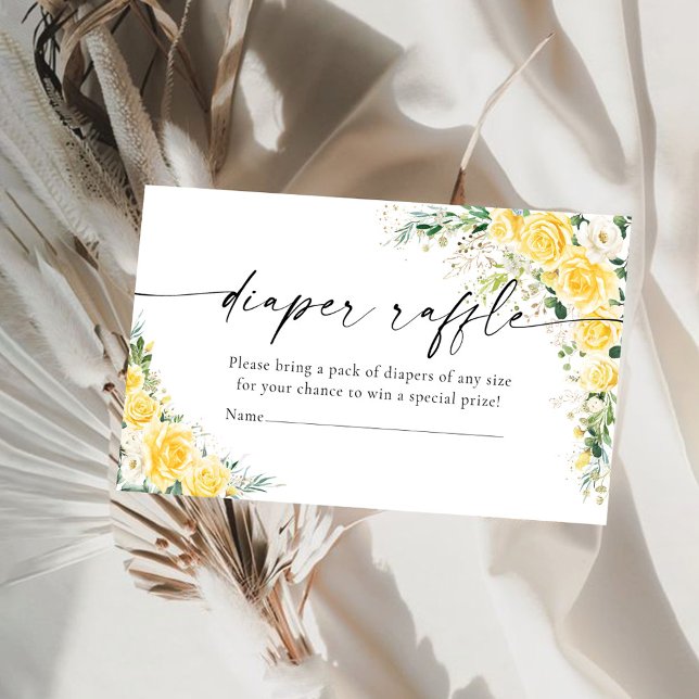 Cartão De Informações Sorteio de Fraldas Amarelas Elegantes (Criador carregado)