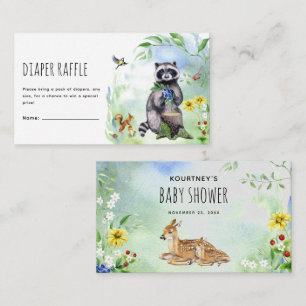 Cartão De Informações Sorteio de Fraldas Animais Floresta Florestal Aqua